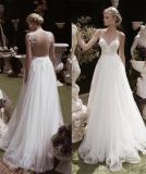 Spaghetti Tulle Party Formal Gown Beach Country Travel Wedding Dress H037