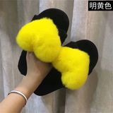 Real Rabbit Fur Heart Shape Sandals Winter Shoes