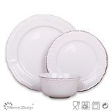 Solid White with Brush Ceramic Dinner Set