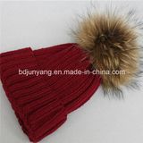 Fur Ball Baseball Cap Black Pompom Baseball Cap