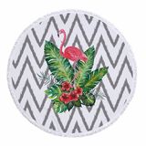 Flower Leaf Design Round Microfiber Beach Mats Outdoor Shawl Floor Mats