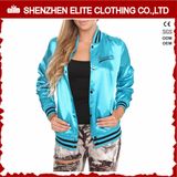 Custom 100% Polyester Satin Baseball Bomber Jacket Womens