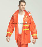High Visibility Orange Safety PVC/Rubber Raincoat with Reflective Tape