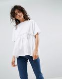 Women's Balloon Hem T Shirt with Pockets