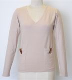 Casual Women V-Neck Pullover Knit Sweater with Pocket
