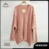 Lady Fashion Chenille V Neck Soft Sweater