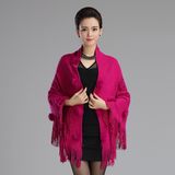 Lady Fashion Acrylic Knitted Rabbit Fur Winter Fringe Shawl (YKY4478)