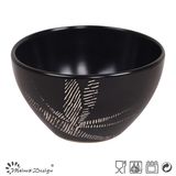 Simple Leave Design Black Bowl