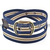 New Fashion Striped Design Men Woven Polyester Cotton Belt