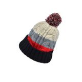 Two-Tone Knit Beanie with POM