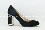 Sexy Metal Heel Lady Leather Office Shoes with Simple Design