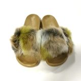 New Arrival The Rainbow Colorful Ladies Comfy Faux Fur Slipper Women Slide Sandals