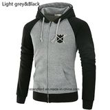 OEM Fashion Hooded Embroidery Grey Black Cotton Fleece Man's Sports Jacket