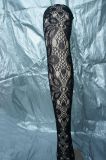 Sexy Stocking Black Tights with Floral Pattern 1995