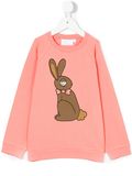 Girl's Pink Sweatershirt in Rabbit Print