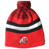 China Factory Produce Customized Embroidered Striped Jacquard Wool Beanie Cap