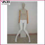 0931linen Covered Sitting Female Mannequin with Wooden Arms