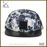 Custom Hip Hop Leather Brim Floral 5 Panel Hat