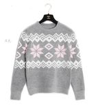 2015 Fashions Geometric Patterns Weater Comfortable Round Neck Pullover Dehaired Angora Sweater