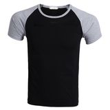 Men Raglan Short Sleeve Cotton Single Jersey O Neck T-Shirt