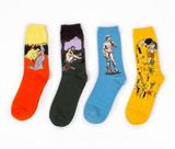 Custom Fashion Oil Painting Jacquard Knee High Unisex Cotton Sock