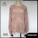 Women Clothing Open Knit Tassels Pullover