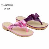 Bowknot Spot PVC Upper Strap Low-Heeled Girls Slippers