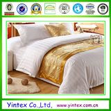 100% Cotton Bed Sheet Hotel Bright White Damask Stripe