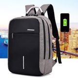 Men's USB Charging Canvas Backpack Business Casual Computer Backpack Anti Theft Lock College Student Bag