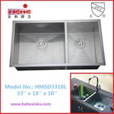 60/40 Square Handmade Sink with Under Mount Installation (3318)