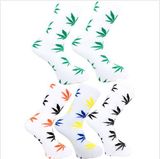Maple Leaves White Ankle Sock