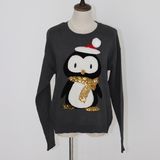 Christmas Gift of Ladeis' Sweater in Jacquard Design and Cotton Quality Soft Handfeel
