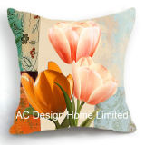 Classic Square Tulip Design Decor Fabric Cushion W/Filling