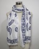 Lady Fashion Paisley Printed Cotton Polyester Voile Silk Scarf (YKY1032)