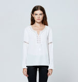 2017 Wholesale Women Fashion Clothes Elegant White Chiffon Lace Blouse Cheap Online Shopping China Clothes