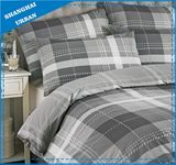 3 Piece Urban Gray Plaid Cotton Comforter Set