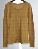 Ladies Cashmere Blended Pullover Knit Sweater with Button