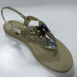 New Hot Summer Women Diamond Flat Shoes Sparkling Thong Lady Beach Sandal Silver Black
