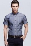 Dark Grey Plaid Short-Sleeved Shirt