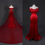 off Shoulder Satin Mermaid Plus Size Dubai Evening Prom Dress Wy7334