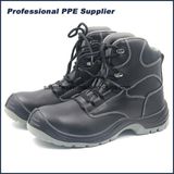 High Cut Smooth Action Leather Black Steel Safety Shoe