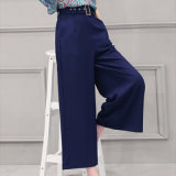 2016 New Design Blue Palazzo Trousers for Women Ladies Wide Leg Pants