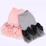 Cute Pink Bowtie Dog Dress with Lace Pet Tutu Skirt