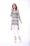 Ladies Blouse Model Tunic Blouse Cold Shoulder Printing Tops