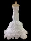 Aolanes Strapless Ruffle Mermaid Wedding Gown