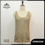 Lady's Casual Sleeveless Net Pocket Vest Sweater
