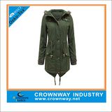 Long Military Green Parka Jacket for Ladies