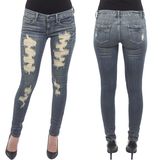 Custom Women's Low Rise Destroyed Skinny Stretch Jeans
