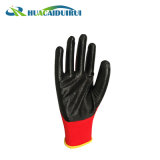 High Quality Red Nylon with Black Nitrile Coated Gloves