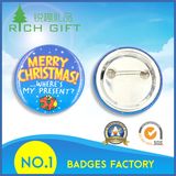 Festive Christmas Gift Plastic Badge with Safety Pin Search for The First